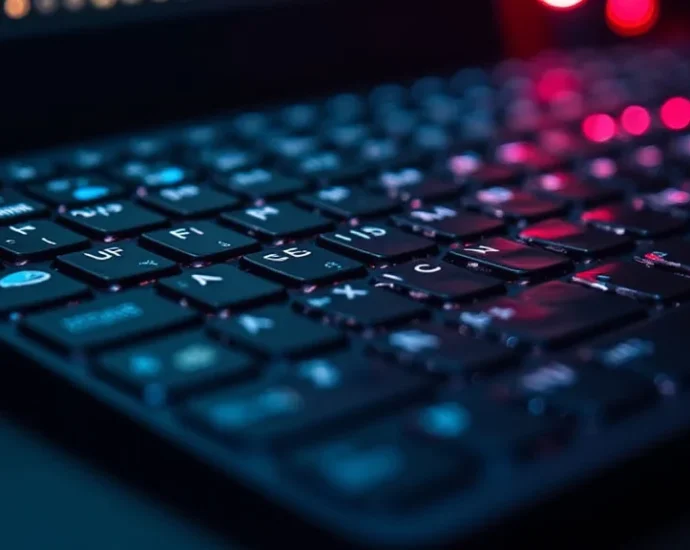 The image shows a gaming laptop with accessories like a mouse and keyboard for better play.