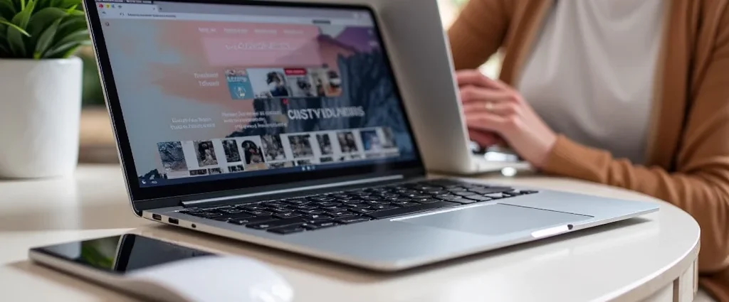 The image shows a curated collection of stylish laptop accessories for women.