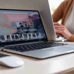 The image shows a curated collection of stylish laptop accessories for women.