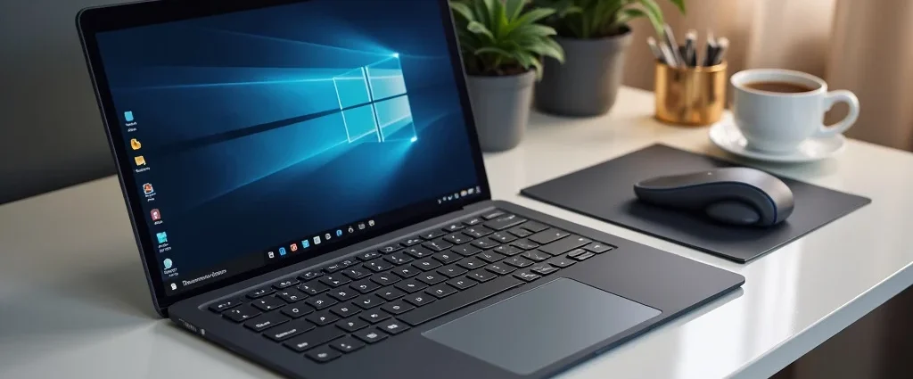 The image shows a collection of sleek, essential Surface laptop accessories for beginners, neatly arranged.