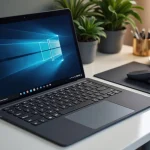 The image shows a collection of sleek, essential Surface laptop accessories for beginners, neatly arranged.